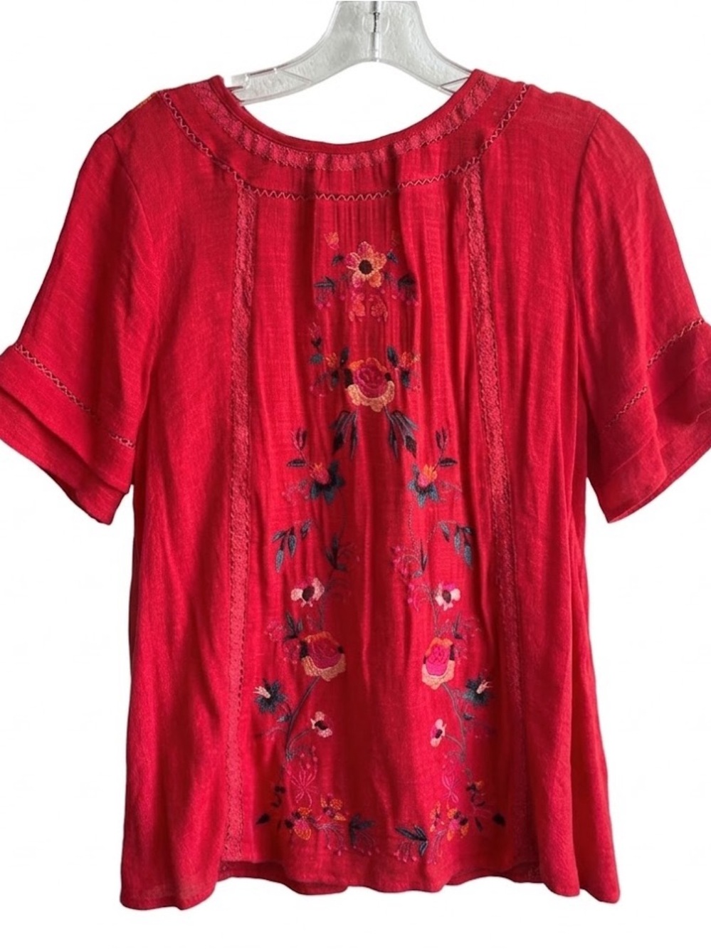 Embroidered Red Umgee Ladies Top